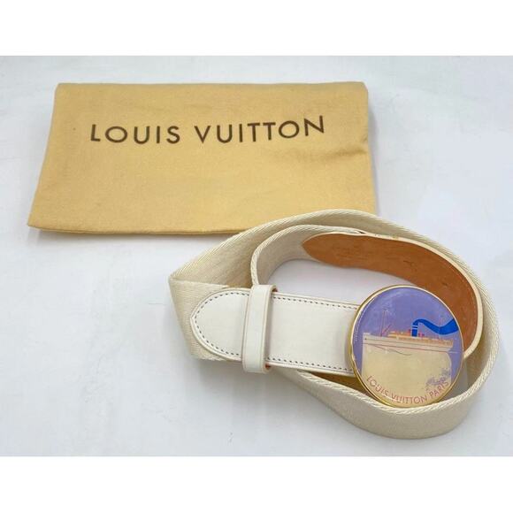 LOUIS VUITTON Louis Vuitton Ship Buckle Belt rare item - Picture 1 of 12
